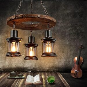 Đèn chùm gỗ RUSTIC trang trí nhà hàng, quán bar RTC-83