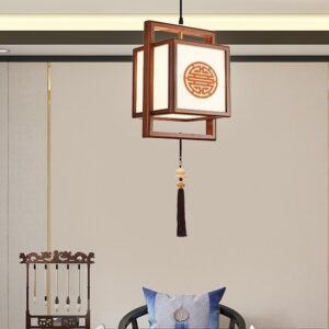 Đèn thả gỗ chao vải phong cách Trung Hoa DGAD-01-1