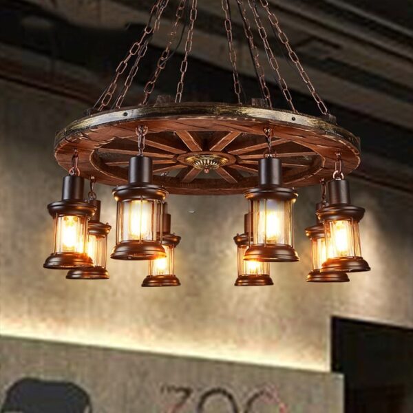 Đèn chùm gỗ RUSTIC trang trí nhà hàng, quán bar RTC-88