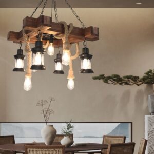 Đèn chùm gỗ RUSTIC trang trí nhà hàng, quán bar RTC-91