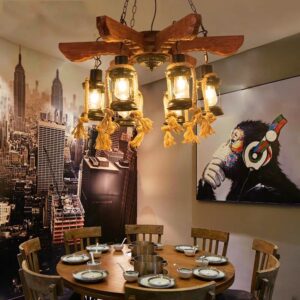 Đèn chùm gỗ RUSTIC trang trí nhà hàng, quán bar RTC-93
