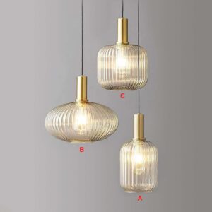 Đèn chùm thả thuỷ tinh đui xi vàng trang trí hiện đại TT25