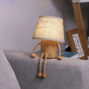 Đèn bàn gỗ chao vải siêu cấp dễ thương decor hiện đại BDV-09