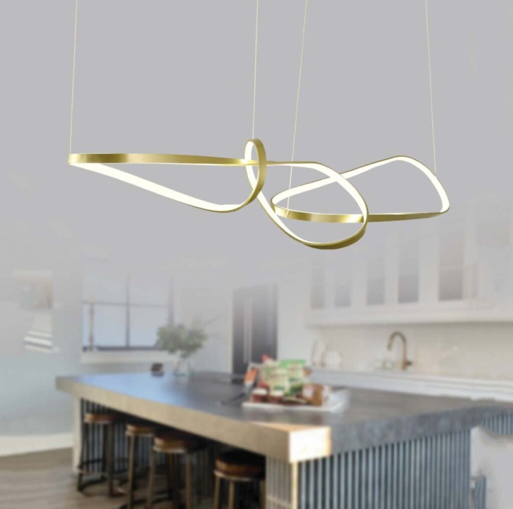 Đèn chùm thả ngang trang trí hiện đại uốn lượn độc đáo THD.603