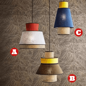 Đèn thả vải đơn mây đan mắt cáo 2 màu kết hợp DV.029