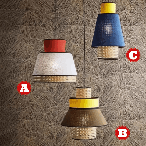 Đèn thả vải đơn mây đan mắt cáo 2 màu kết hợp DV.029