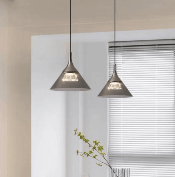 Đèn thả trang trí Mica hình chóp nón hiện đại THD25