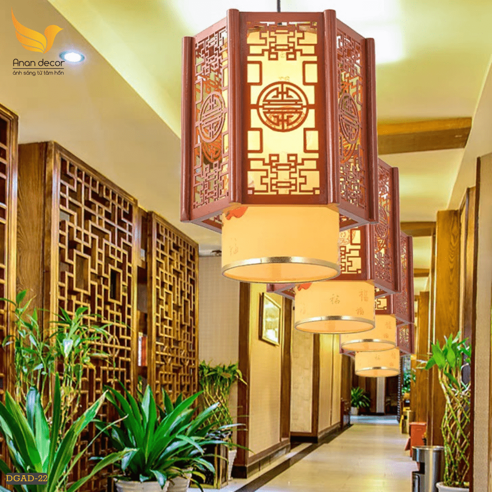 Đèn Lồng Gỗ trang trí phòng thờ
