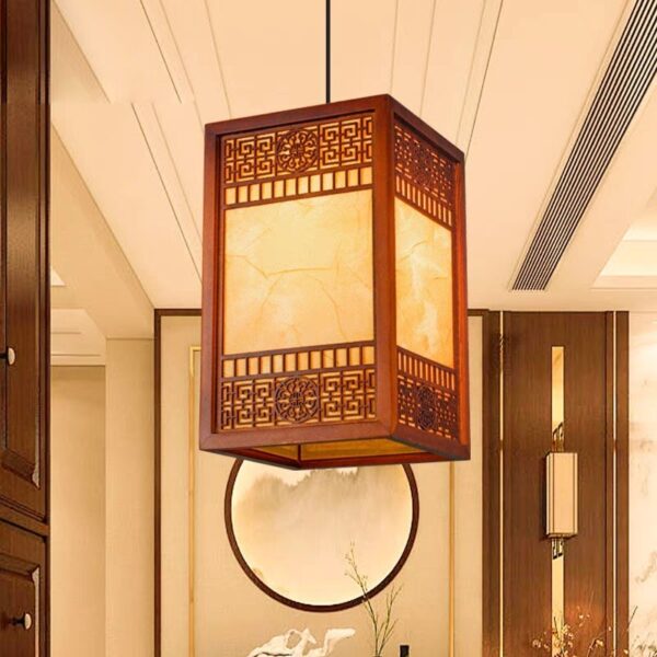 Đèn thả gỗ trang trí phòng thờ DGAD-08