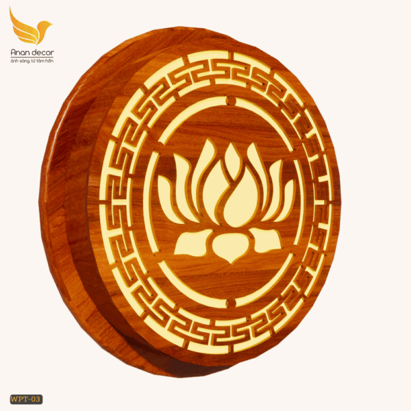 Đèn tường gỗ trang trí phòng thờ hình hoa sen WPT-03