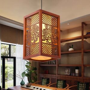 Đèn thả gỗ trang trí phòng thờ DGAD-25