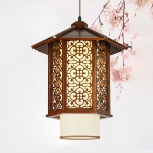 Đèn thả gỗ hình ngôi nhà trang trí phòng thờ DGAD-36