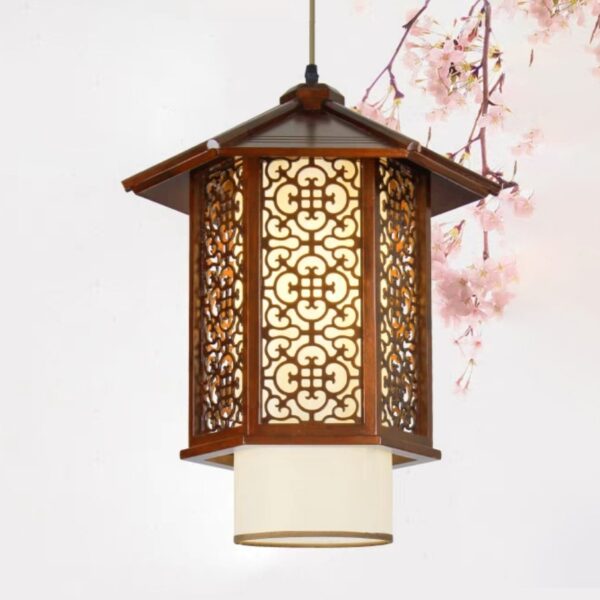 Đèn thả gỗ hình ngôi nhà trang trí phòng thờ DGAD-36