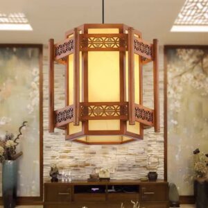 Đèn thả gỗ trang trí phòng thờ DGAD-38