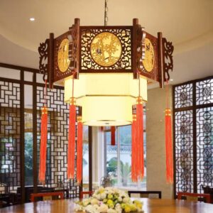 Đèn thả gỗ trang trí phòng thờ DGAD-46
