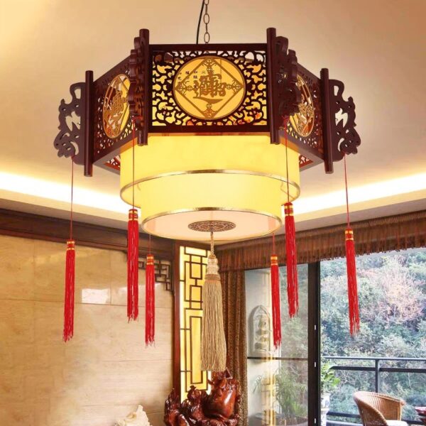 Đèn thả gỗ trang trí phòng thờ DGAD-48