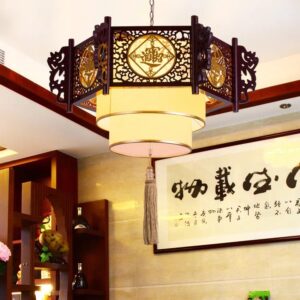 Đèn thả gỗ trang trí phòng thờ DGAD-49