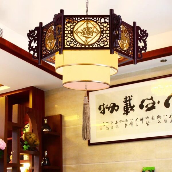Đèn thả gỗ trang trí phòng thờ DGAD-49