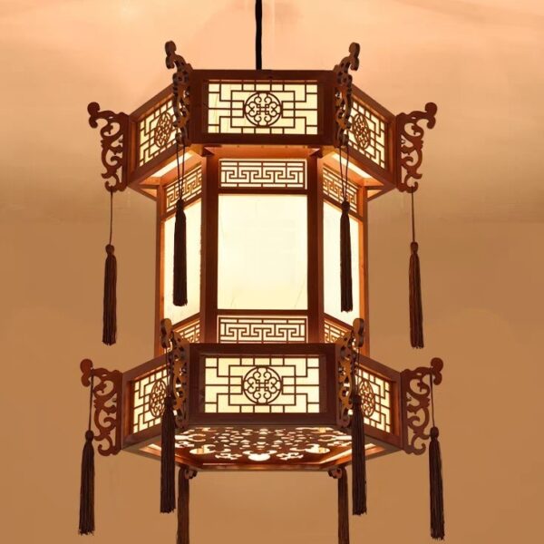 Đèn thả gỗ trang trí phòng thờ DGAD-50B