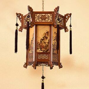 Đèn thả gỗ trang trí phòng thờ DGAD-58