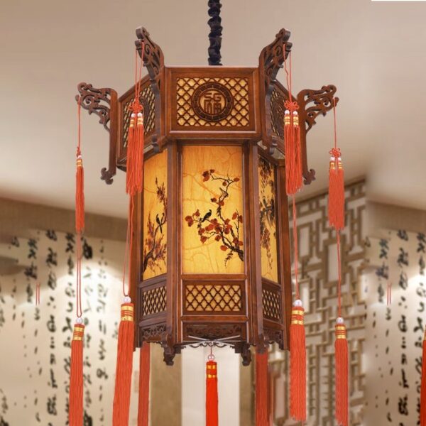 Đèn thả gỗ trang trí phòng thờ DGAD-63