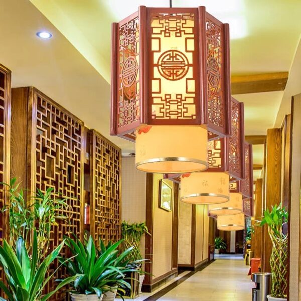 Đèn thả gỗ trang trí phòng thờ DGAD-22