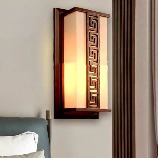 Đèn tường gỗ hình hộp trang trí phòng thờ WAL-07