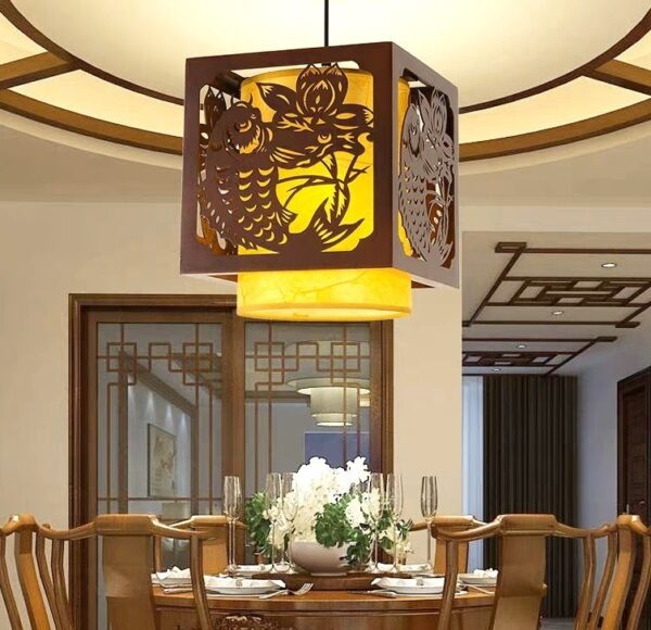 Đèn thả gỗ trang trí phòng thờ DGAD-84