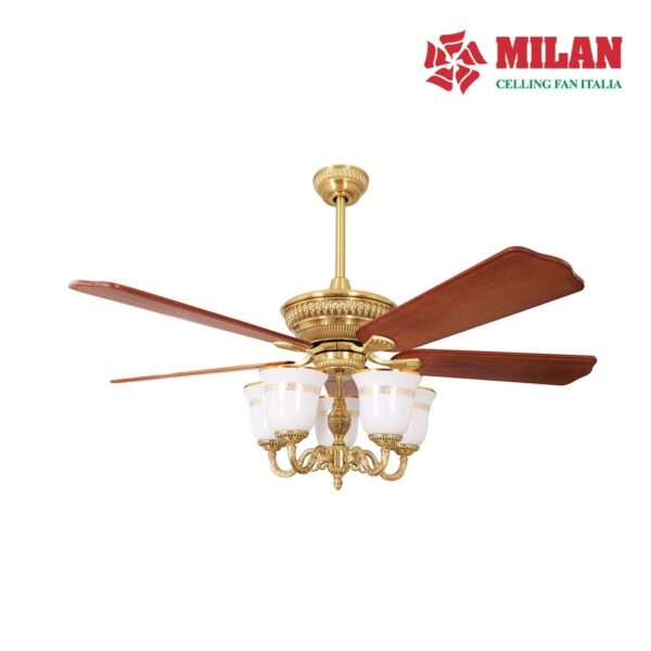 Quạt trần đèn 5 cánh màu đồng cổ sang trọng MILAN FY586