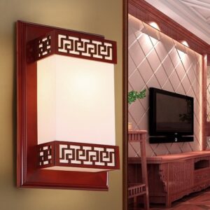 Đèn tường gỗ hình hộp trang trí phòng thờ WAL-03