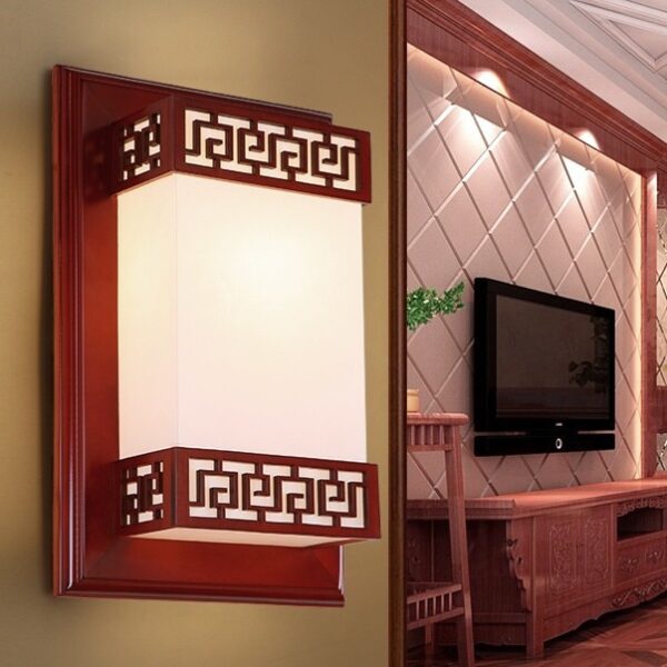Đèn tường gỗ hình hộp trang trí phòng thờ WAL-03