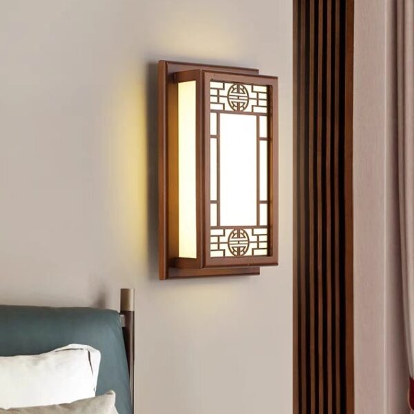 Đèn tường gỗ hình hộp trang trí phòng thờ WAL-06