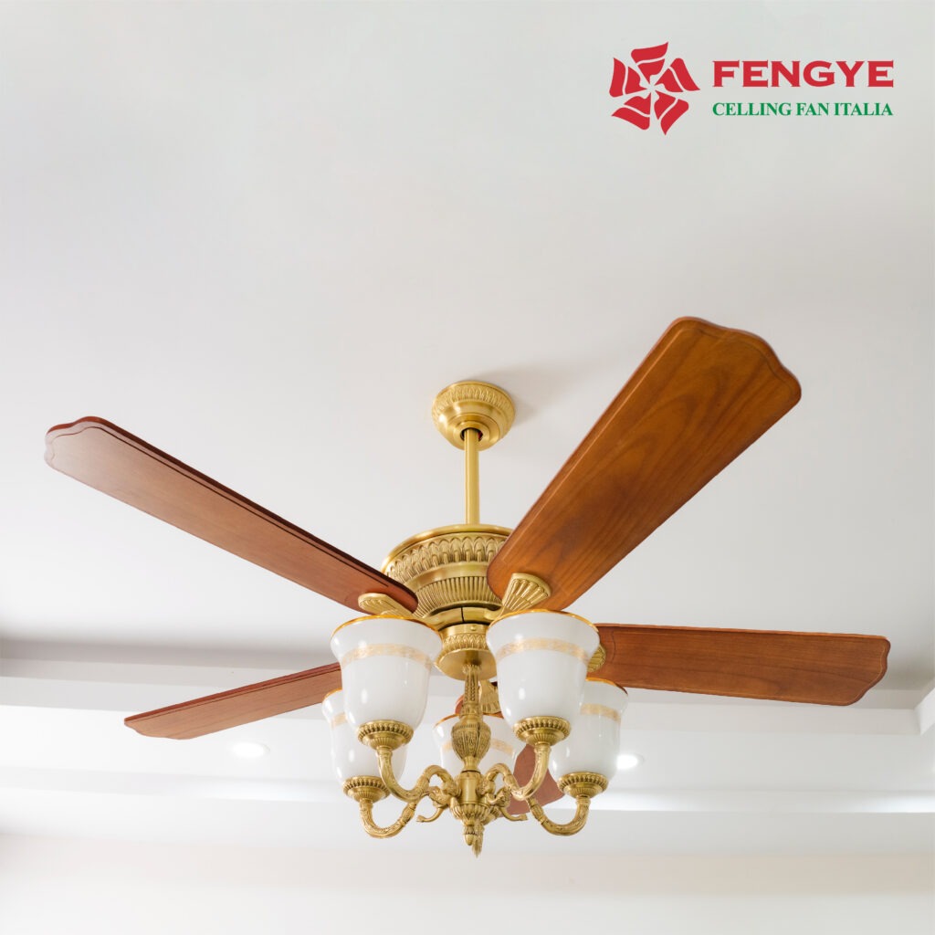 Quạt trần đèn 5 cánh màu đồng cổ sang trọng MILAN FY586