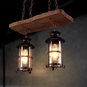 Đèn thả gỗ Rustic trang trí quán cafe RTC-102-2