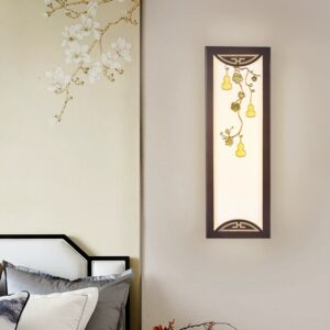 Đèn tường gỗ hình hộp in họa tiết WAL-33