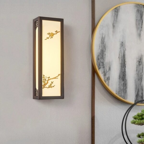Đèn tường gỗ hình hộp in họa tiết WAL-35