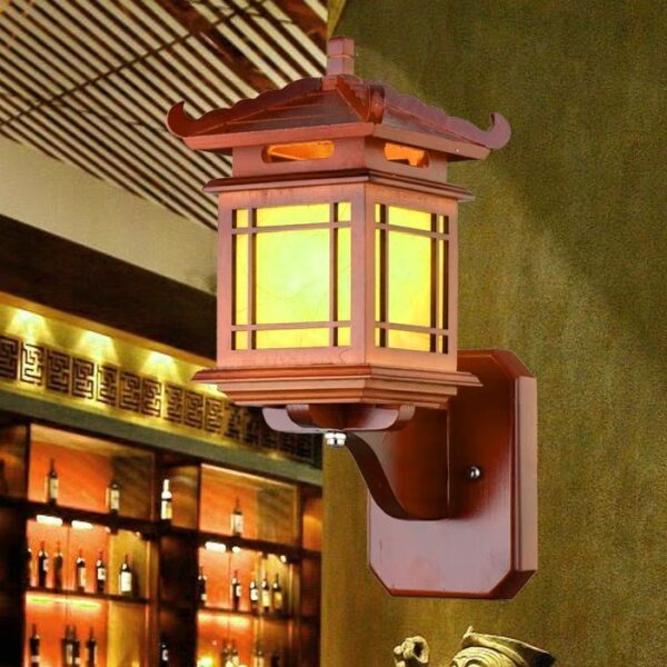 Đèn tường gỗ hình ngôi nhà trang trí phòng thờ WAL-49
