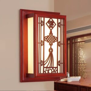 Đèn tường gỗ họa tiết trang trí phòng thờ WAL-55