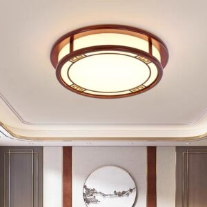 Đèn ốp trần gỗ tròn trang trí phòng thờ MAG-09T