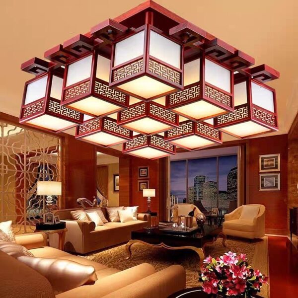 Đèn ốp trần gỗ trang trí phòng thờ MAV-06
