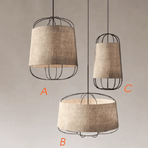 Đèn Thả Chao Vải Khung Sắt Vintage ATV-51