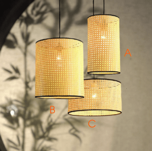 Đèn Thả Đơn Mây Đan Mắt Cáo Trụ Tròn DAV-20