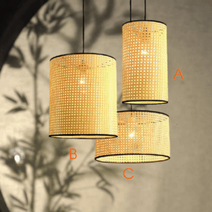 Đèn Thả Đơn Mây Đan Mắt Cáo Trụ Tròn DAV-20