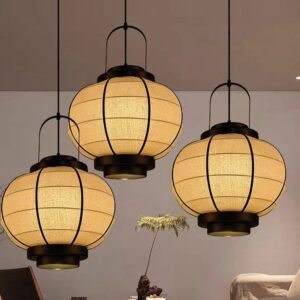 Đèn Thả Đơn Chao Vải Khung Hình Cầu Trang Trí Nhà Hàng ATV-57