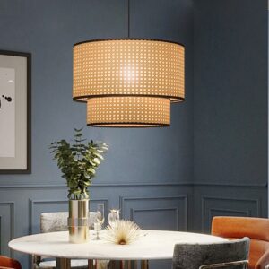 Đèn Thả Mây Đan Mắt Cáo Trụ Tròn 2 Lớp DAV-21