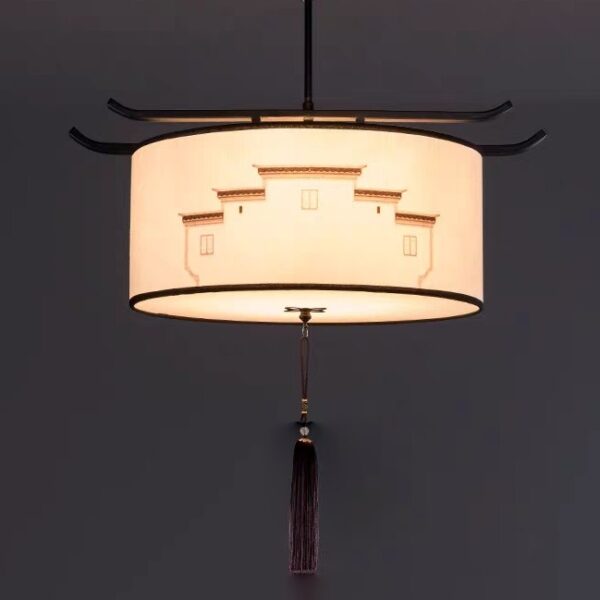 Đèn Chùm Vải In Họa Tiết Trang Trí Nhà Hàng CHV-02