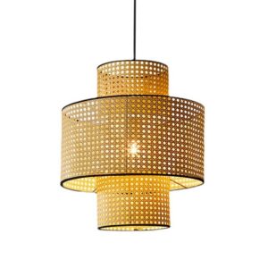 Đèn Thả Mây Đan Mắt Cáo Trụ Tròn 2 Lớp DAV-23