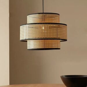 Đèn Thả Mây Đan Mắt Cáo Trụ Tròn 2 Lớp DAV-24