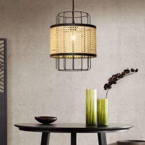 Đèn Thả Mây Đan Mắt Cáo Kết Hợp Khung Sắt DAV-27