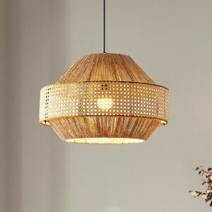 Đèn Thả Mây Đan Mắt Cáo Kết Hợp Dây Thừng Bện Lạ Mắt TAT-01
